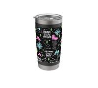Brave Steps with God Christian Camping Pattern Stainless Steel Insulated Tumbler