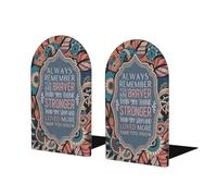 Brave Strong Loved Motivational Book Ends Wood Bookends Non-Slip Decorative Books for Shelves Bookshelf Organizer Home Office Library Decorative