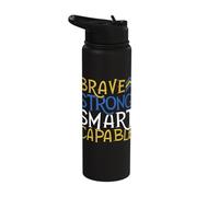 Brave Strong Smart Capable World Down Syndrome Day Stainless Steel Insulated Water Bottle