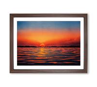 Brave Sunset Seascape H1022 Framed Print for Living Room Bedroom Home Office Décor, Wall Art Picture Ready to Hang, Walnut A3 Frame (46 x 34 cm)