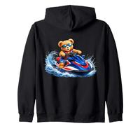 Brave Teddy Bear on a High-Speed Jet Ski Shapes Mania Zip Hoodie