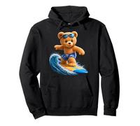 Brave Teddy Bear Riding the Waves Surfing Board Shapes Mania Pullover Hoodie
