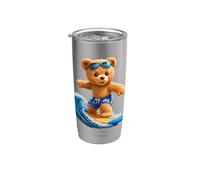 Brave Teddy Bear Riding the Waves Surfing Board Shapes Mania Stainless Steel Insulated Tumbler
