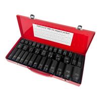 Brave Tools 35Pcs 1/2" Sq Metric Drive Deep Impact Socket Tool Set Garage Kit 8-32mm + Metal Storage Case