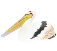 Brave Wings Hand Carved and Painted Wooden Ornament - Pelican 42cm Long - OOAK Unique Figurine Statue Sculpture Gift for Valentine for Home Decor or Table Decoration - MM - 1048