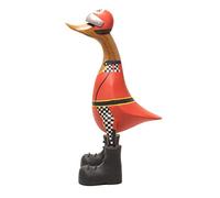 Brave Wings Hand Carved and Painted Wooden - Racer Duck 25cm High - Wood Ornament Sculpture Figurine Statue Unique Table Decoration Home Decor Gift for Christmas - 2532