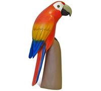 Brave Wings Hand Carved and Painted Wooden - The Scarlet Macaw (Ara macao) 28cm High - Wood Ornament Sculpture Figurine Statue Unique Table Decoration Home Decoration - 166