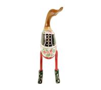 Brave Wings Hand Carved Wooden Bamboo Duck ~ In Dutch Traditional Dress 39cm High ~ Ornament Sculpture Figurine Statue Unique Table Decoration Home Decor ~ 2960