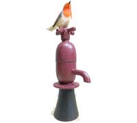 Brave Wings Hand Carved Wooden Bird ~ Chubby Robin Red Breast Bird on Tap 33.5cm High ~ Ornament Sculpture Figurine Statue Unique Table Decoration Home Decor ~ 4912