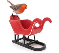 Brave Wings Hand Carved Wooden Bird ~ Robin on Santa Sled ~ OOAK Ornament Sculpture Figurine Statue Unique Table Decoration Home Decor Gift for Christmas and Birthdays ~ 4910