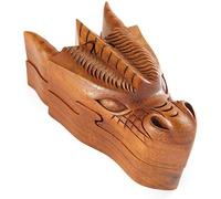 Brave Wings Hand Carved Wooden Box ~ Dragon Head ~ OOAK Unique Figurine Statue Sculpture Gift for Birthdays Christmas for Home Decor or Table Decoration ~ 3540