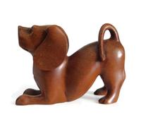 Brave Wings Hand Carved Wooden Dog ~ Playing Dog 18cm Long ~ Ornament Sculpture Figurine Statue Unique Table Decoration Home Decor ~ 5055