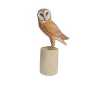 Brave Wings Hand Carved Wooden Owl ~ Barn Owl 32cm High ~ OOAK Ornament Sculpture Figurine Statue Unique Table Decoration Home Decor Gift for Christmas and Birthdays ~ 4192