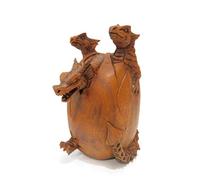 Brave Wings Hand Carved Wooden - Three-Headed Hatchlings Dragons - Wood Ornament Sculpture Figurine Statue Unique Table Decoration Home Decor Gift for Christmas - 4968