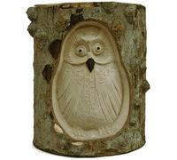 Brave Wings Unpolished Owl on Tree Log Hand Carved Wooden Sculpture Figurine Statue Gift as Exotic and Unique Table Decoration, Home Decor, Valentine Gift ideal (no 137)