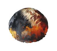 Brave Wolf in Flames Reusable shower cap - double-layer waterproof, elastic, environmentally friendly daily use shower cap