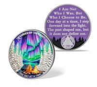BraveBloom 2 Year Aurora Bonfire Sobriety Coin - One Day at a Time AA Medallion with Northern Lights Design - Meaningful Alcoholics Anonymous Recovery Token - Sobriety Gifts for Women Men