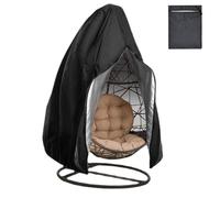 BRAVECOW 210D Waterproof Egg Chair Cover Heavy Duty Wind-Resistant with Zipper Storage Bag for Patio Single Seat (Black, 115*190CM)
