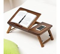 BRAVECOW Adjustable Bed Table, Bamboo Laptop Stand for Bed & Couch Foldable Ergonomic Lap Desk Tray with Ventilation, Portable Design for Reading, Writing, Work, Home, Office (56cm Long)