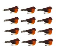 BRAVECOW Clip On Christmas Robins 12Pcs Mini Simulation Feather Bird Standing Cute Festive Xmas Tree Garden Decoration Ornament