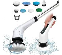 BRAVECOW Electric Spin Scrubber 9 in 1 Cleaning Brush Replaceable Drill Brush Adjustable Extension Arm Heads Shower Home Car Tub Floor Wall Window