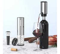 BRAVECOW Electric Wine Bottle Opener Set, Rechargeable Wine Opener Electric Wine Aerator Foil Cutter Vacuum Stopper 4-in-1 Wine Tool Set, Gift for Wine Lovers, Home Bars