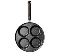BRAVECOW Nonstick 4 Hole Pancake Pan Iron Mini Crepe Maker with Heat-Resistant Handle Perfect for Fluffy Pancakes, Frying Eggs Sandwiches