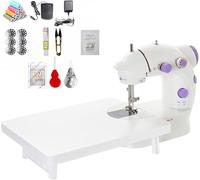 BRAVECOW Portable Sewing Machine with 32PCS Tools, Foot Pedal LED Light Beginner-Friendly Home Use Girl Mom Gift
