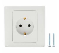 BRAVECOW Single EU German Standard Electrical Plug Socket with USB, White, ABS Material, 16A, 2000W, 250V AC, 1 Outlet, Compatible with Smartphone, Tablet, Laptop