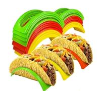 BRAVECOW Taco Stand Holders 12 Pack Mexican Food Wave Shape Hard Rack Stand Kitchen Cooking Tools for Taco Sandwiches, Dishwasher & Microwave Safe