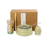 BRAVECOW Tea Set, Matcha Whisk Set,Traditional Scoop Bowl Japanese Chinese Handmade Matcha Ceremony Kit Ceramic Tea Set Tea Making Gift
