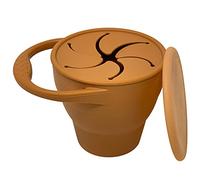 BraveJusticeKidsCo | Snack Attack Snack Cup | Collapsible Silicone Snack Container | Toddler and Baby Snack Catcher Lid (Honey Ginger)