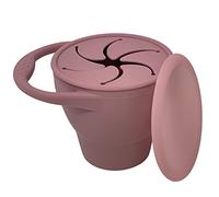 BraveJusticeKidsCo | Snack Attack Snack Cup | Collapsible Silicone Snack Container | Toddler and Baby Snack Catcher Lid (Dusty Rose)
