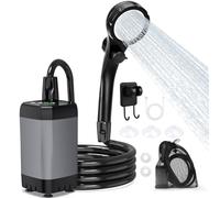 BraveKoi Portable Shower for Camping, 3000mAh Rechargeable Outdoor Electric Shower with Smart LED Display 3 Water Speeds IPX7 Waterproof Suitable for Camping, Outdoor, Car, Pets
