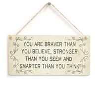 Braver Stronger Smarter Hanging Sign, Motivational Decor