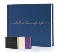 Braveriky Twill Funeral Guest Book for The Celebration of Life - in Loving Memory Guestbook with a Memory Table Sign - Hardcover Guest Sign in Book for Funeral Service - 320 Entries, 9"x7.5", Navy