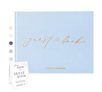 Braveriky Wedding Guest Book for Your Wedding Reception - Elegant Hardcover Polaroid Guestbook with Table Sign - Blank Sign in Book for Birthdays, Baby Showers, Special Events, 9"x7.5", Blue