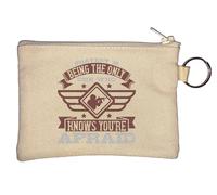 Bravery is Being the only one who Knows You're Afraid Key Chain Coin Purse Beige