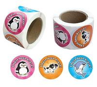 Bravery Stickers for Children, 600 Pcs, Round 38mm in Size, 3 Animal Designs, Self Adhesive Doctor's, Teachers I Have Been Brave Stickers, 2 Rolls