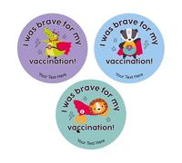 Bravery Vaccination Stickers - 3 Colorful Animal Designs - Customizable Medical Reward Stickers for Kids - Eco-Friendly Recycled Paper - Medical Office & School Nurse Essential