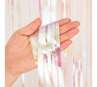 BRAVESHINE 2 Pack Metallic Foil Fringe Iridescent Fringe Curtains, Metallic Tinsel Streamers Backdrop Curtains for Party/Prom/Birthday (Rainbow,1x2m)