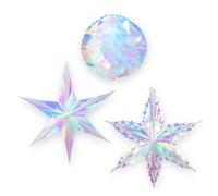 BRAVESHINE 3PCS Iridescent Hanging Ornaments Novelty Decorations - Iridescent Foil Star Honeycomb Ball Rainbow Decorative Snowflake for Festival Holiday Birthday Christmas New Years Party