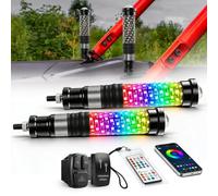 BraveWay 1FT Whipless LED Whip Light 2-in-1 Fat RGB Multicolor Chase Light APP Remote Rocker Switch Control IP67 Waterproof Offroad Antenna Light for ATV UTV Polaris Can-Am