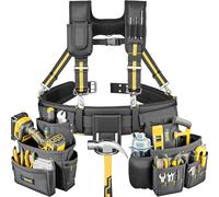 Bravex Tool Belt Ultra Wear-Resistant with Braces 10 Main Pockets and Smaller Pockets Sleeves Water Bottle Pocket