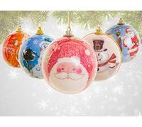 BRAVICH 12 PCS Christmas Tree Baubles8cm Decoupage Assorted Christmas Decorations Shatterproof Xmas Tree Balls Pendant Ornament Novelty for Festival, Wedding, Parties Décor Ornaments Hanging Included