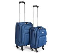 Bravich 2pcs Cabin Suitcase Set - Blue. Small Suitcases with Wheels, Luggage Suitcase for Carry On Suitcase. Lightweight Suitcase with Soft Shell Case & Expandable Handle, Perfect for Hand Luggage.