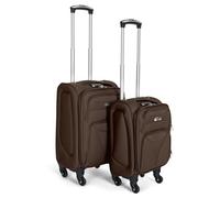 Bravich 2pcs Cabin Suitcase Set - Coffee. Small Suitcases with Wheels, Luggage Suitcase for Carry On Suitcase. Lightweight Suitcase with Soft Shell Case & Expandable Handle, Perfect for Hand Luggage.