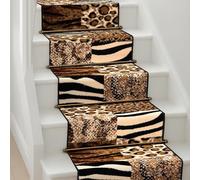 Bravich Animal Print Safari Hallway Runner Rug, Hessian Backed Flexible Stair Carpet Runner, Extra Long Length, Ideal for Stairs, Hallways & Kitchens 60x180CM (2'X6')