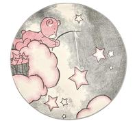 Bravich Bear Kids Rug Pink 120 cm Circle (4ft), Childrens Playroom Play Mat | Nursery rugs, OEKO-TEX tested polypropylene, hessian backed, bedroom floor carpet, boys girls toddler baby, non shed, durable
