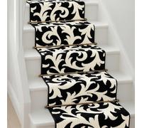 Bravich Black & White Filigree Hallway Runner Rug, Hessian Backed Flexible Stair Carpet Runner, Extra Long Length, Ideal for Stairs, Hallways & Kitchens 60x300CM (2'X10')
